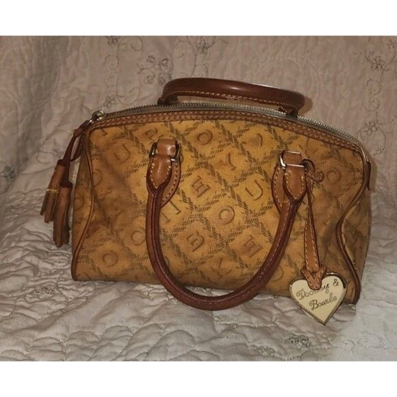 Dooney and Bourke Small Dome Canvas and Leather Signature Ivory Lara Handbag - Picture 3 of 10